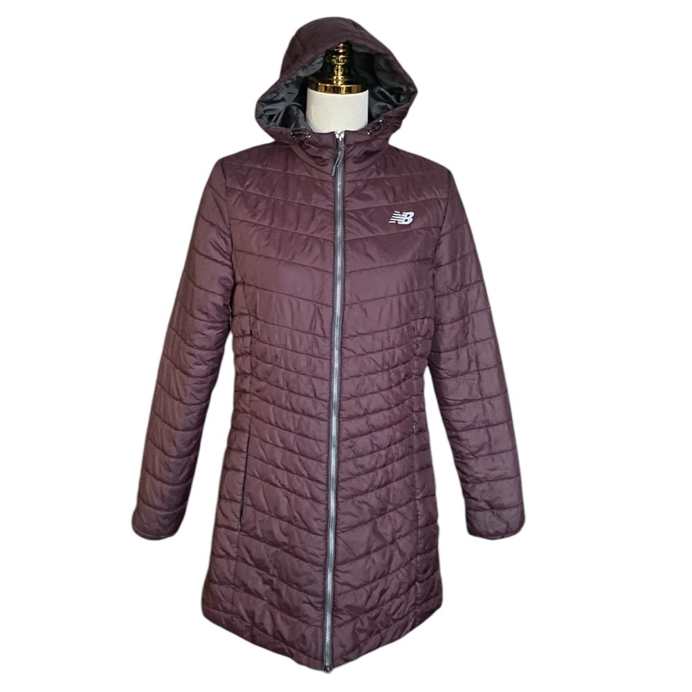 NEW BALANCE | Women’s Purple Hooded Puffer Tech Jacket Longline Long Size M